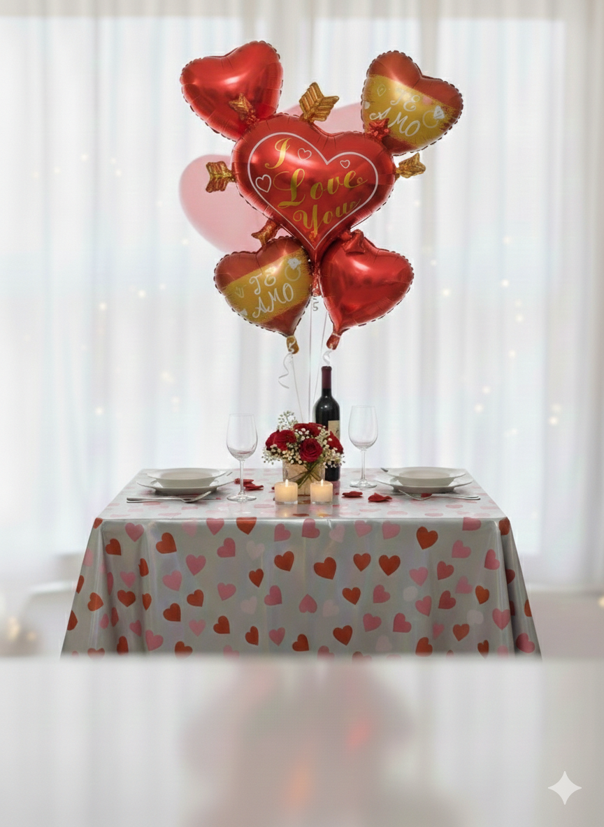 Set 5 Globos San Valentín I Love You - 1 de 70 cm + 4 de 46 cm