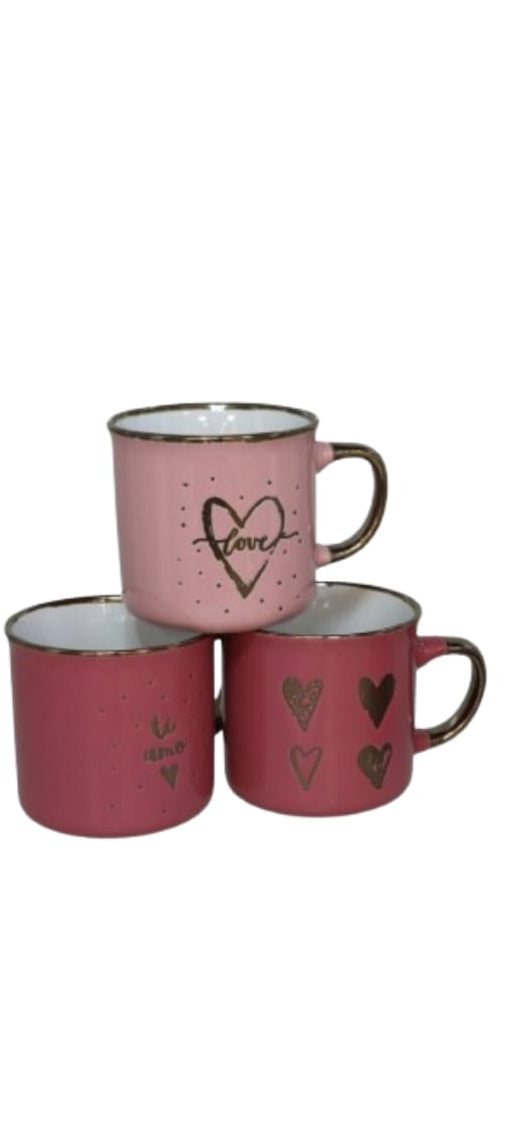 Taza Rosada con Corazón San Valentín - 3€