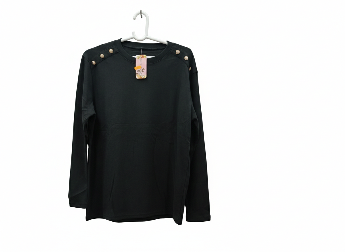 Camiseta de Punto Elegante con Botones en el Hombro