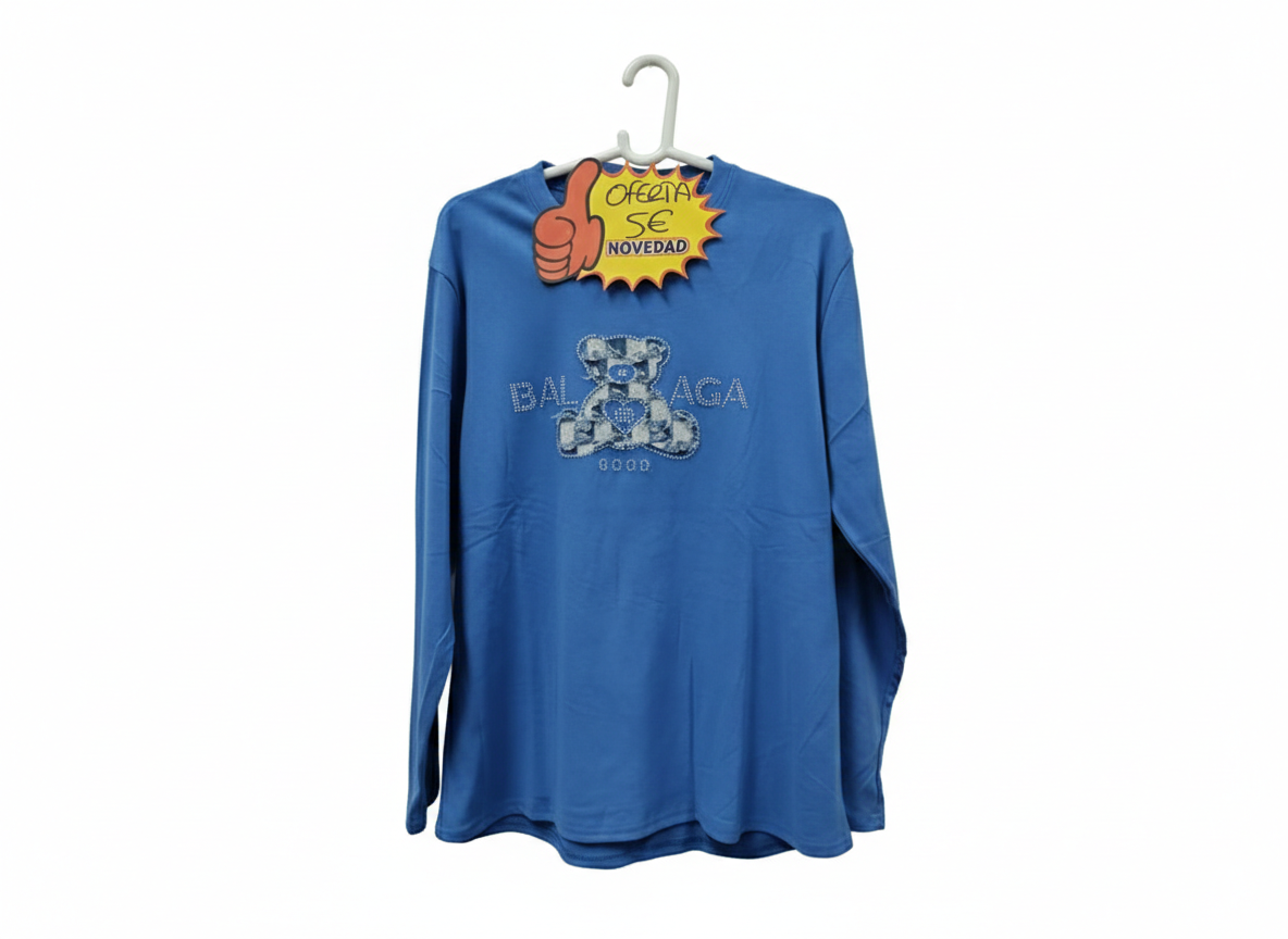 Camiseta de Punto con Silueta de Osito