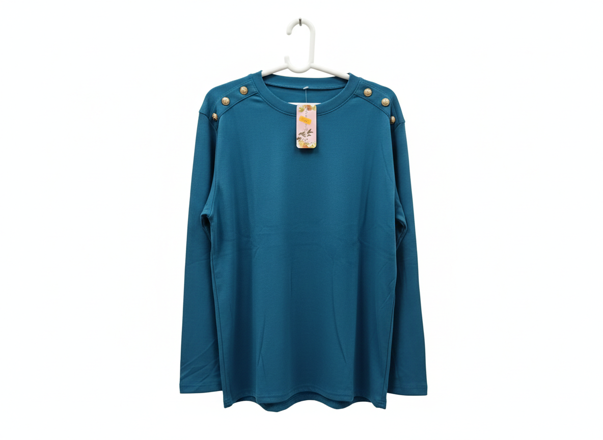 Camiseta de Punto Elegante con Botones en el Hombro