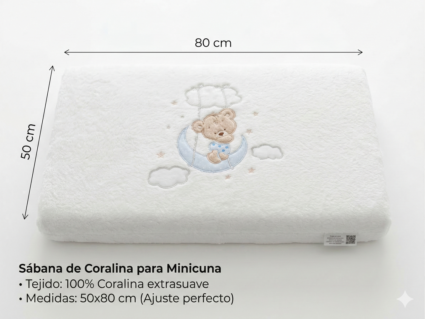 Sábanas de Cuna Celeste con Osito de Coralina