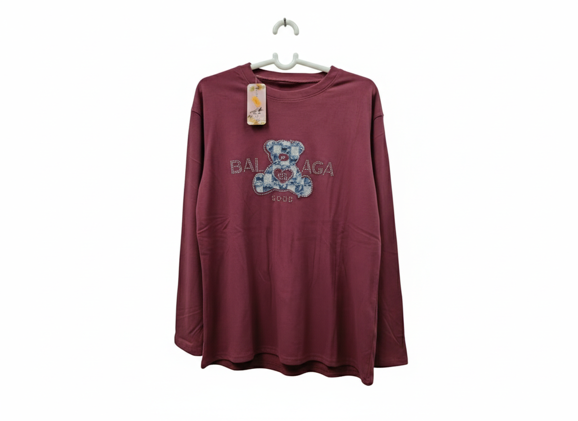 Camiseta de Punto con Silueta de Osito