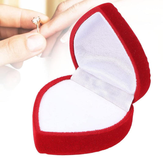 Caja para Anillos o Colgante en Forma de Corazón de Terciopelo