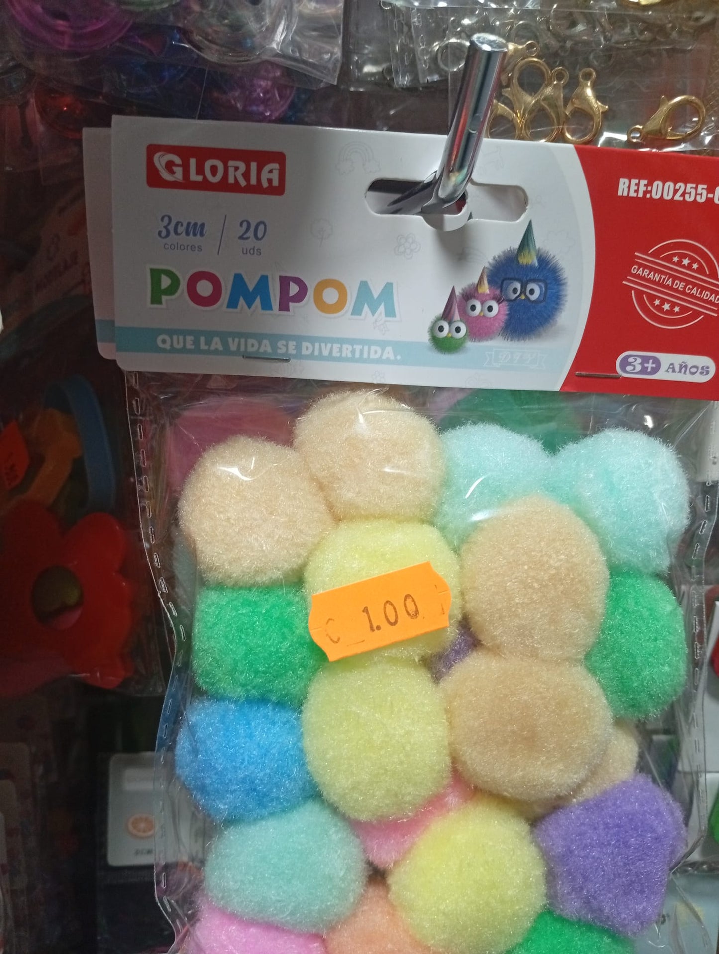 Pompones para Bolígrafos 3cm - Pack 20 Unidades Colores - Gloria